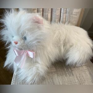 Chrisha Playful Plush White Cat Blue Eyes 27" Long inc Tail w/Bell